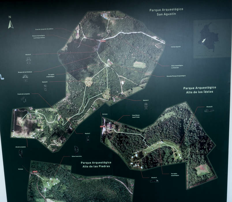 All three areas of the San Agustin archeology park are shown on this figure All three areas of the San Agustin archeology park are shown on this figure