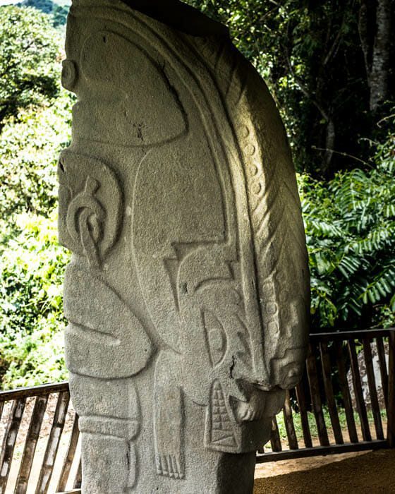 This statue shows a Jaguar man with at least three other animals on his back; Alto de los Piedras, Isnos, Colombia | ©Ernest Scott Drake This statue shows a Jaguar man with at least three other animals on his back; Alto de los Piedras, Isnos, Colombia | ©Ernest Scott Drake