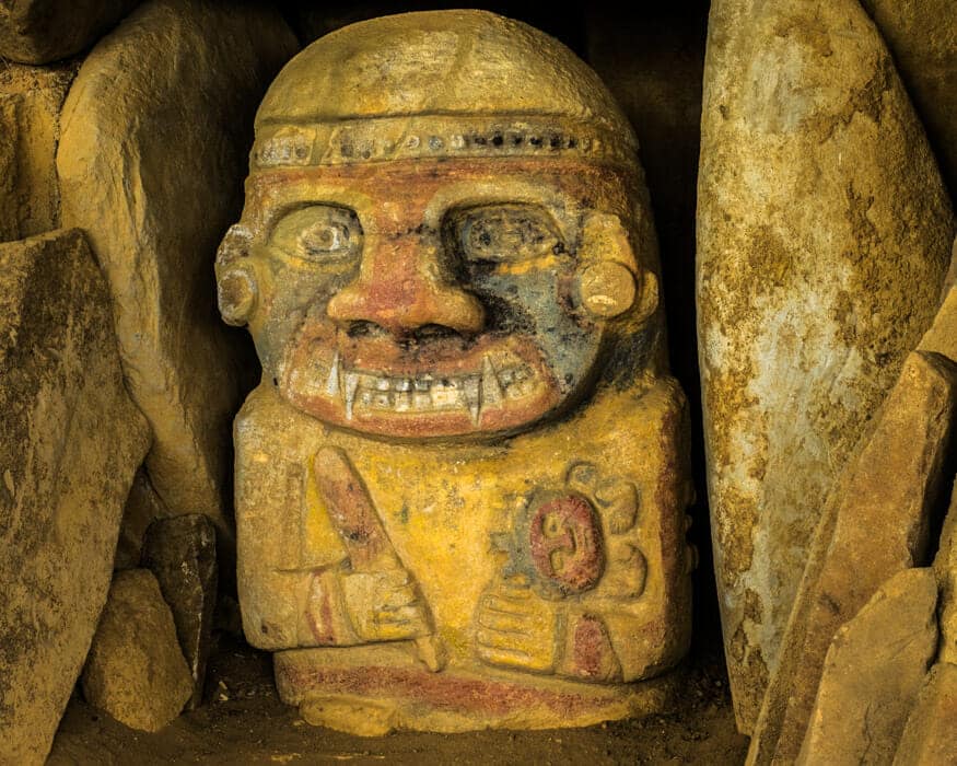 Detail of the painted figure threatening a child, La Pelota, San Agustin, Colombia | ©Ernest Scott Drake Detail of the painted figure threatening a child, La Pelota, San Agustin, Colombia | ©Ernest Scott Drake