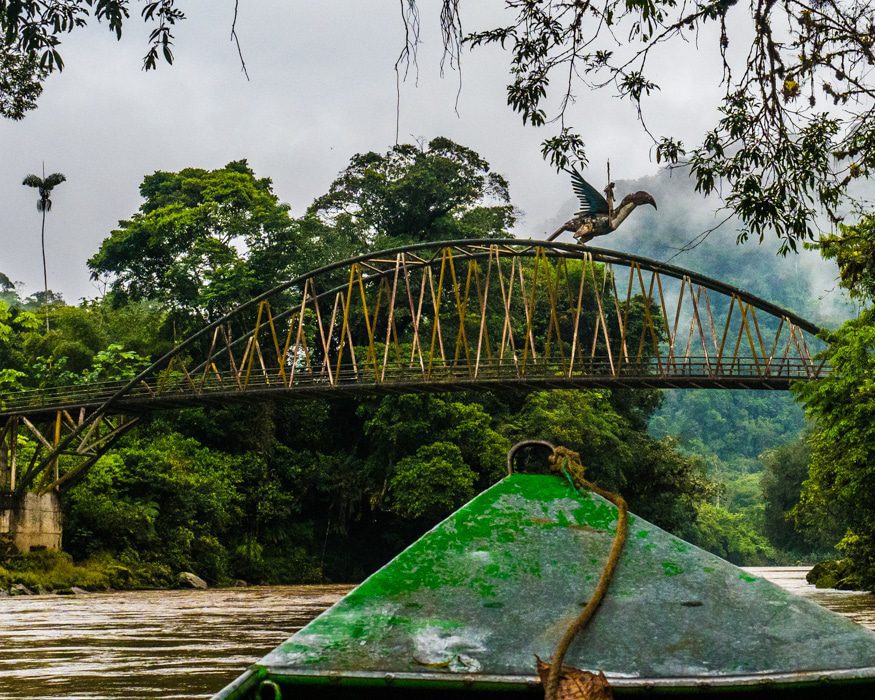 Just upstream from the Cabanas Yankuam, this bridge celebrates a local Shuar legend. | ©Ernest Scott Drake Just upstream from the Cabanas Yankuam, this bridge celebrates a local Shuar legend. | ©Ernest Scott Drake